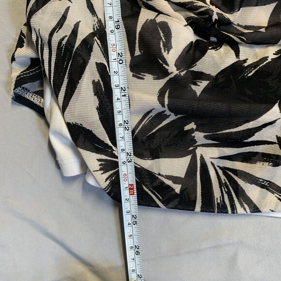 Auw Women's Blouse Size Large Black Double Lined Stretch Preppy Cottage Floral - Picture 5 of 6